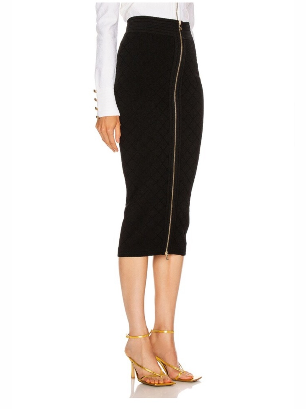 BALMAIN
Zip Detailed Diamond Knit Midi Skirt - Picture 5 of 5